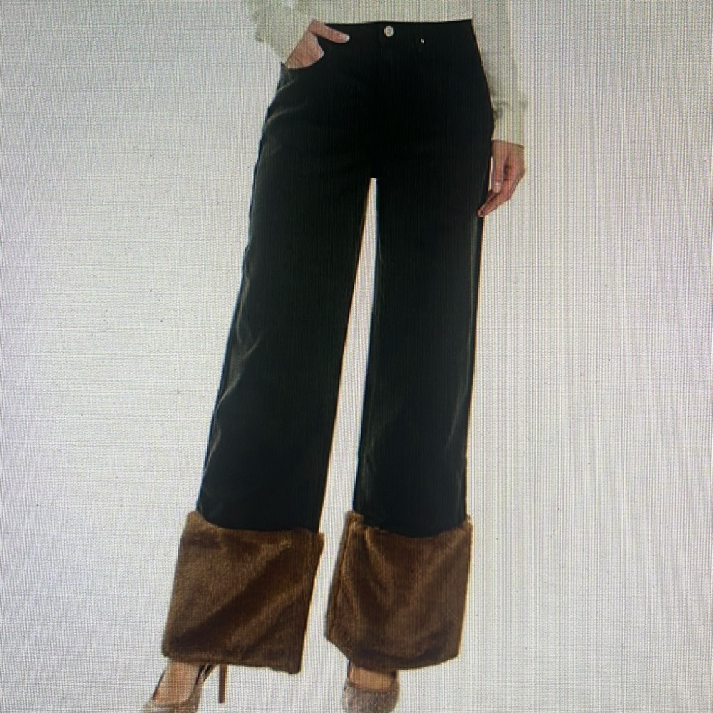 WE WORE WHAT x Faux fur wide leg jeans size 26
